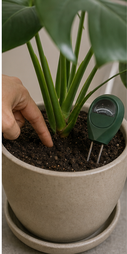 Winter watering assessment techniques for Monstera