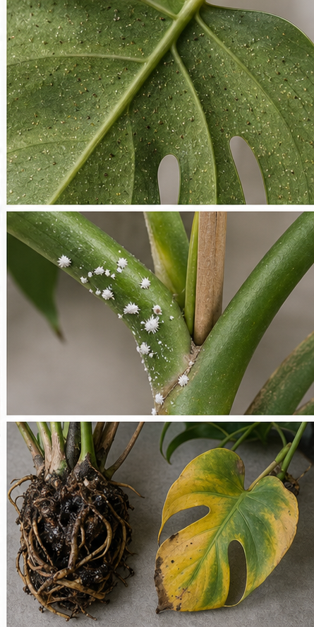 Common pest and disease identification on winter Monstera