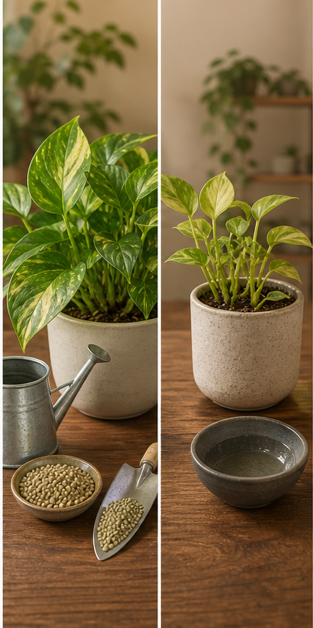 Comparison chart of fertilizer adjustment for pothos overwintering