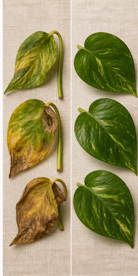 Identifying cold damage symptoms on pothos in winter