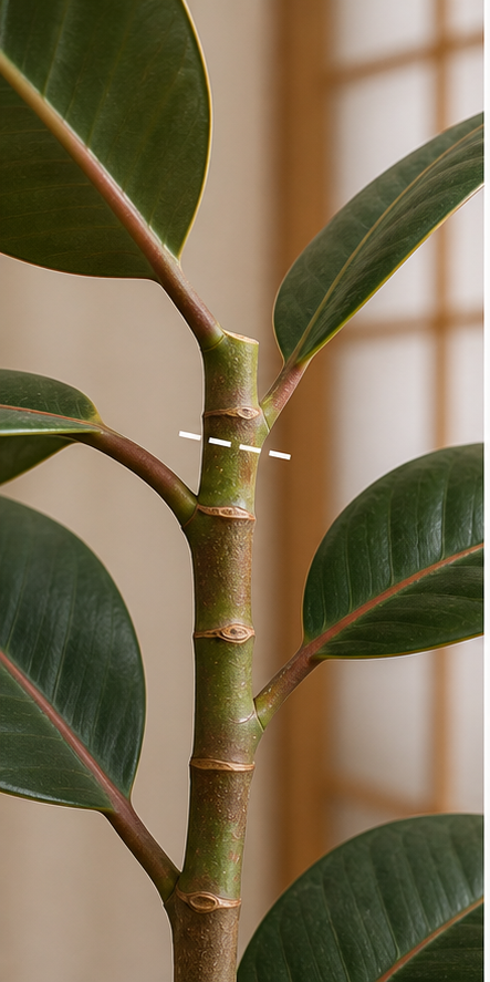 Rubber plant pruning points diagram